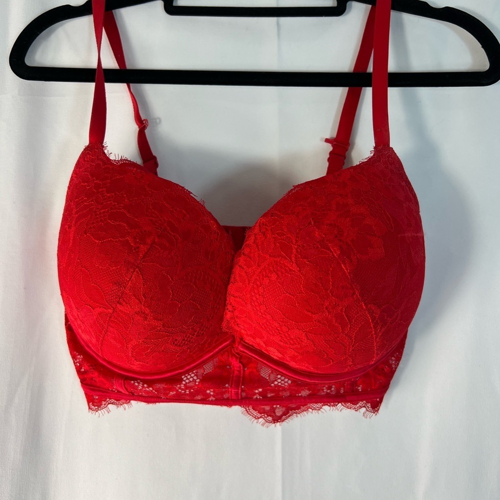 La Sensa Beyond Sexy Classic Plunge‎ Lace Bra Red 34DDD